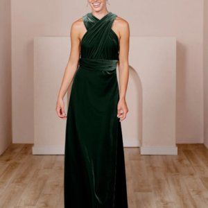 Revelry Micah Convertible Velvet Dress - Emerald